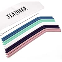 Los mejores  - Flathead Pajitas de silicona reutilizables rectas (juego de 10) - Compatible con un vaso de 20 onzas - Viene con un…